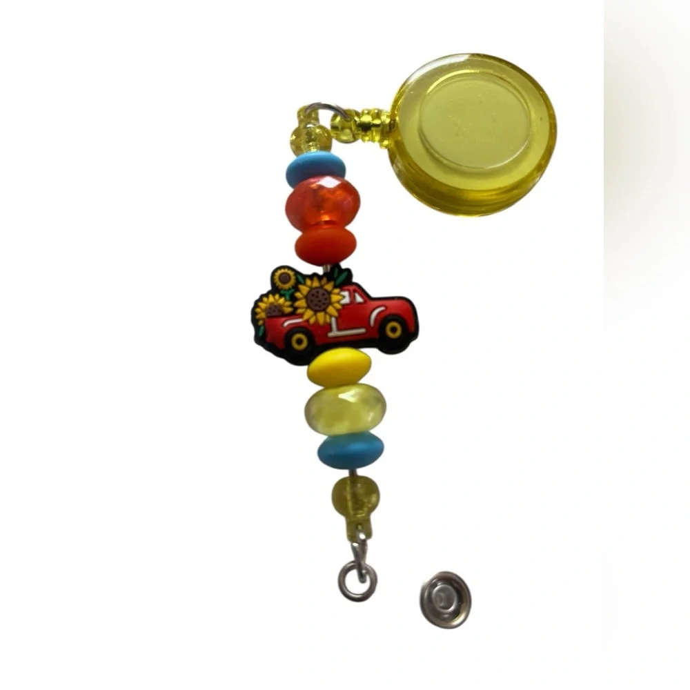 Sunflower Truck Keychain ID/Badge Holder By AB INKS HANDMADE EXPRESSIONS
